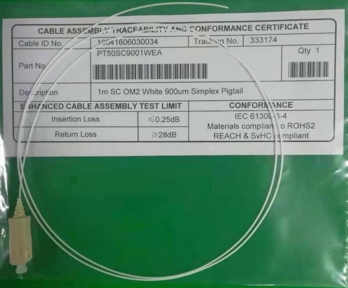 1310nm Fiber Optic Pigtail Cables , simplex E2000 APC Pigtails